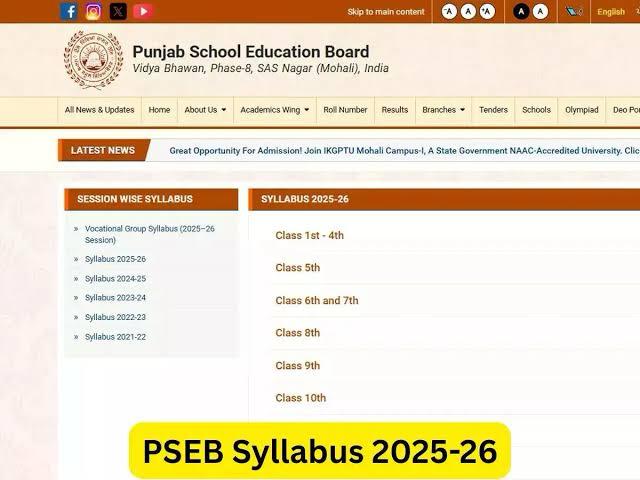 Syllabus Reloaded: PSEB 2025 Curriculum Now Streaming from Class 1 to 12