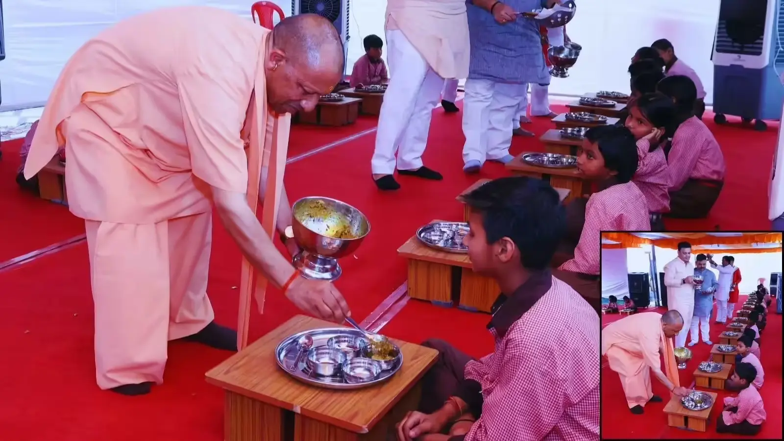 Yogi Adityanath Serves Mid-Day Meal, Sparks School Chalo Wave