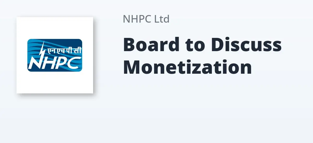 NHPC To Weigh Monetization Of Power Station Cash Flows