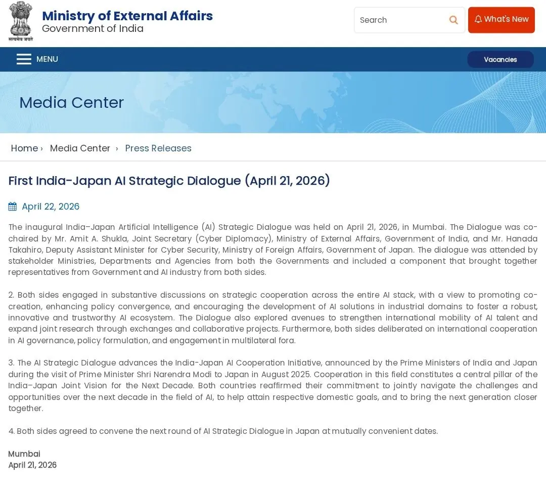 India And Japan Hold First AI Strategic Dialogue In Mumbai To Shape Future Tech