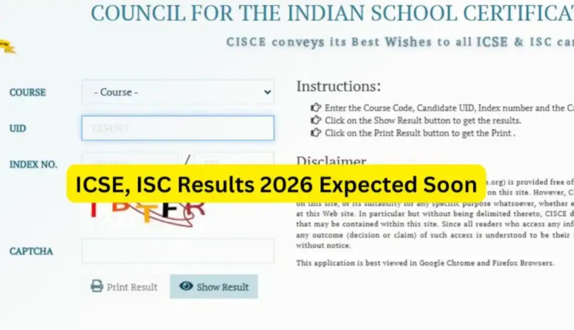 ICSE ISC Results 2026 To Be Released Soon At CISCE.org