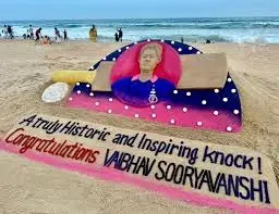 Puri’s Shoreline Turns Scoreboard As Odisha Sand Artist Salutes Vaibhav Sooryavanshi