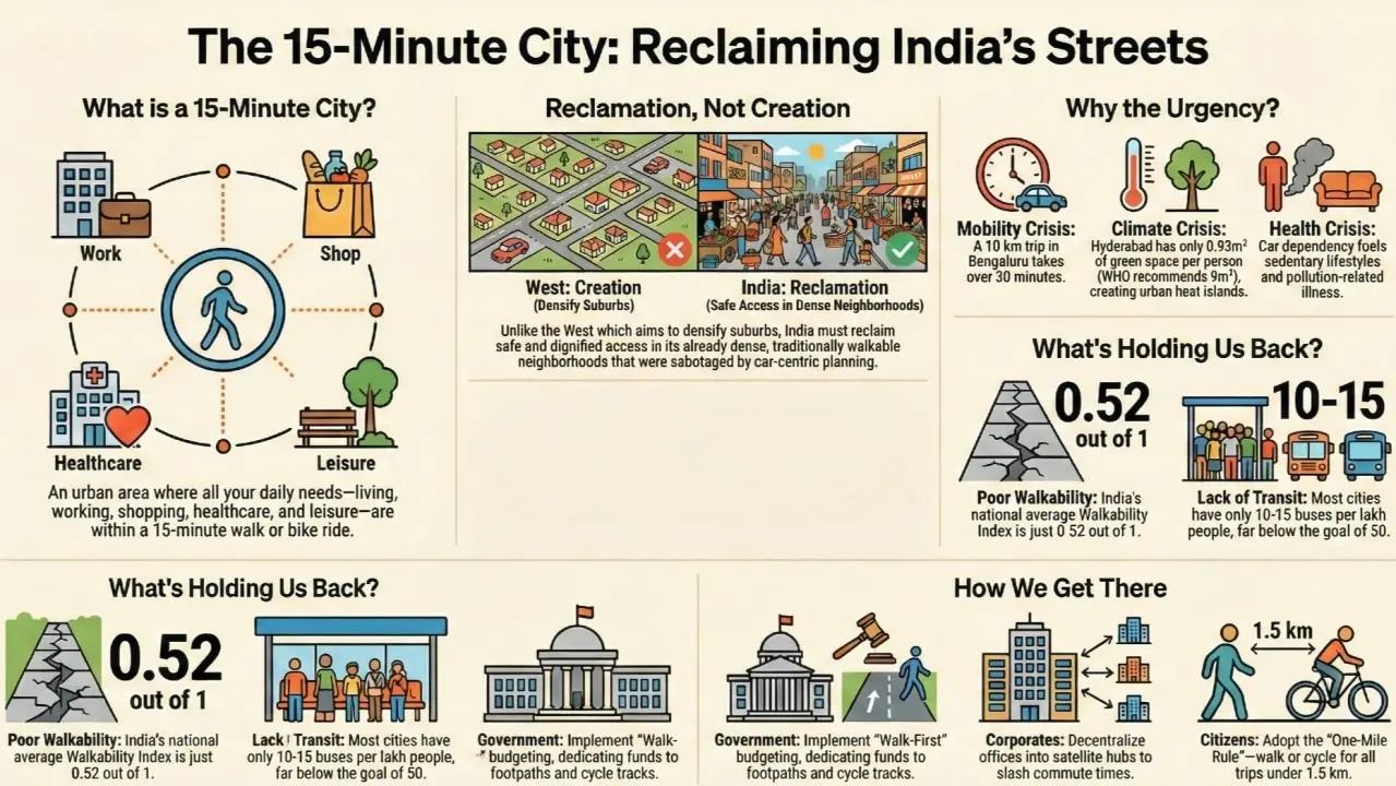 India Accelerates "15-Minute City" Strategy to Decarbonize Urban Centers