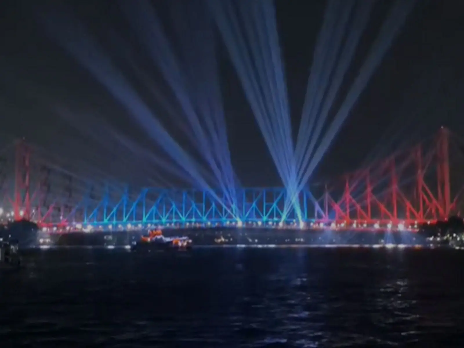 Suspension of Stress: Howrah Bridge Lights Up for Yoga Day