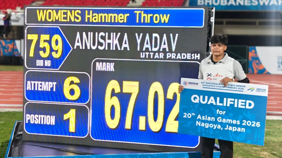 Anushka Yadav Sets New National Record in Hammer Throw in Bhubaneswar