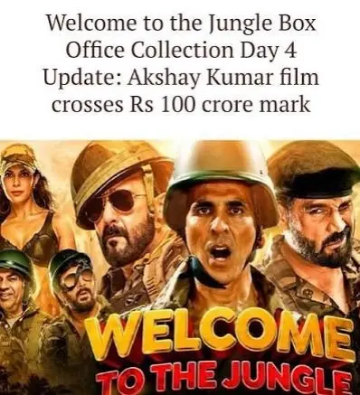 Welcome To The Jungle Crosses ₹100 Crore Mark Globally in Four Days