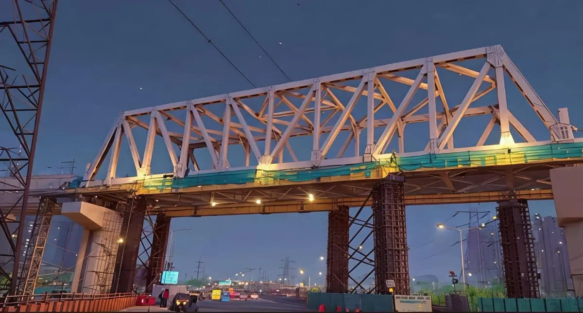 DMRC Installs Steel Span Across Delhi-Meerut Expressway
