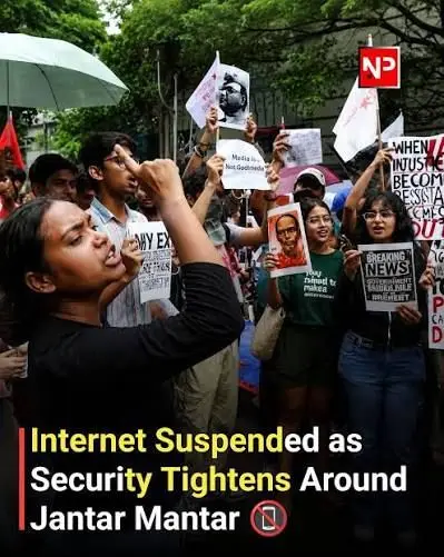 Net Ban Extended at Jantar Mantar Amid CJP Protest