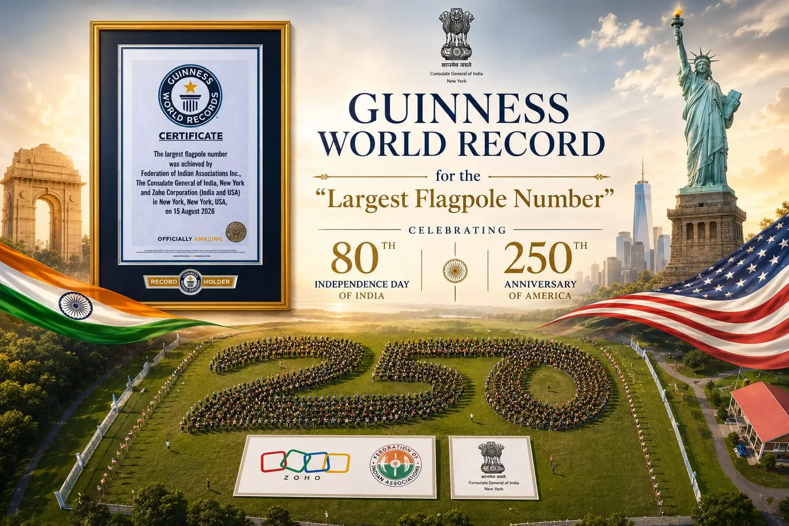 India@80 Meets America@250 in Spectacular Style, Scripts Guinness World Record
