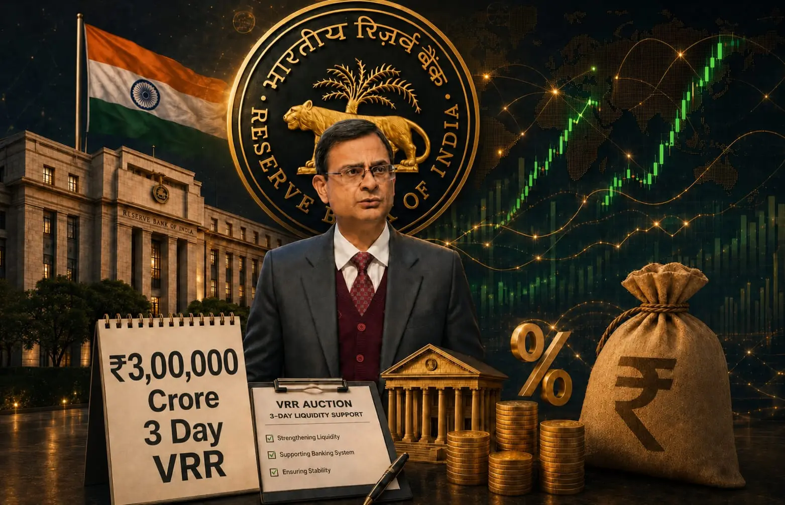 RBI to Conduct 3-Day VRRR Auction Worth 3 Trillion Rupees