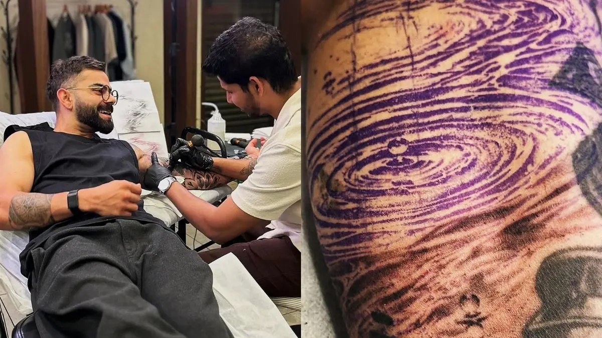 Making Waves: Virat Kohli Adds Striking New Swirling Tattoo to Left Arm