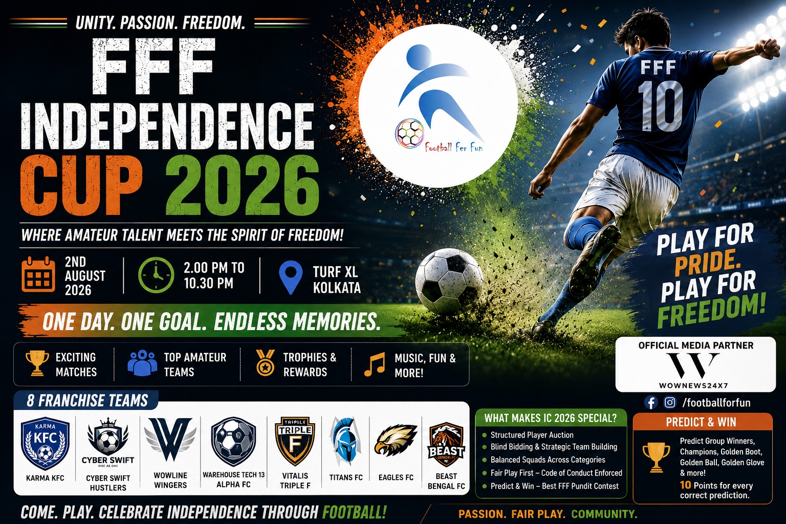 FFF Independence Cup 2026 Auction Completes Team Line-up in Kolkata