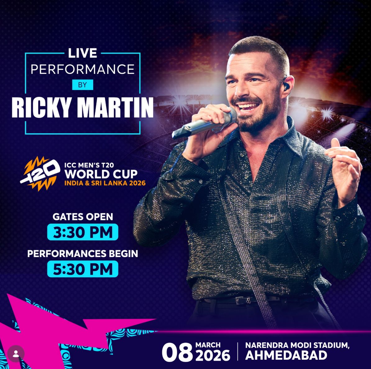 Ricky Martin To Perform At India Vs New Zealand T20 World Cup Final In Ahmedabad