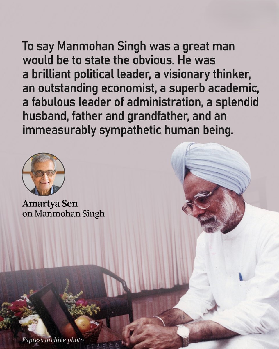 Nobel Laureate Amartya Sen Hails Manmohan Singh as "Great Man" and "Splendid Economist"