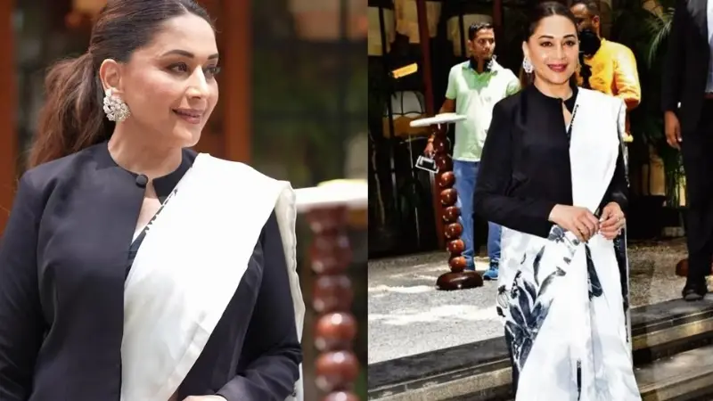 Madhuri Dixit’s Power Saree: When Six Yards Met A Sharp Jacket
