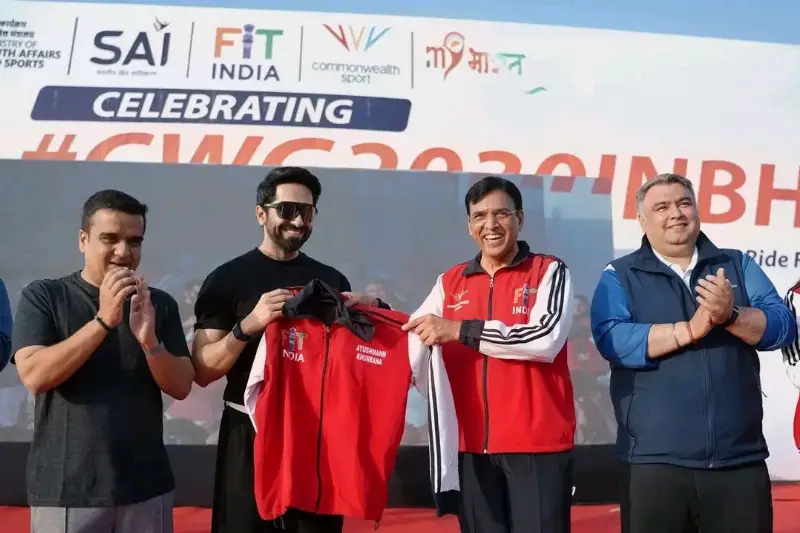 Sports Minister Mandaviya Leads Nationwide Commonwealth Games Day Celebrations With Fit India Cycling Rally