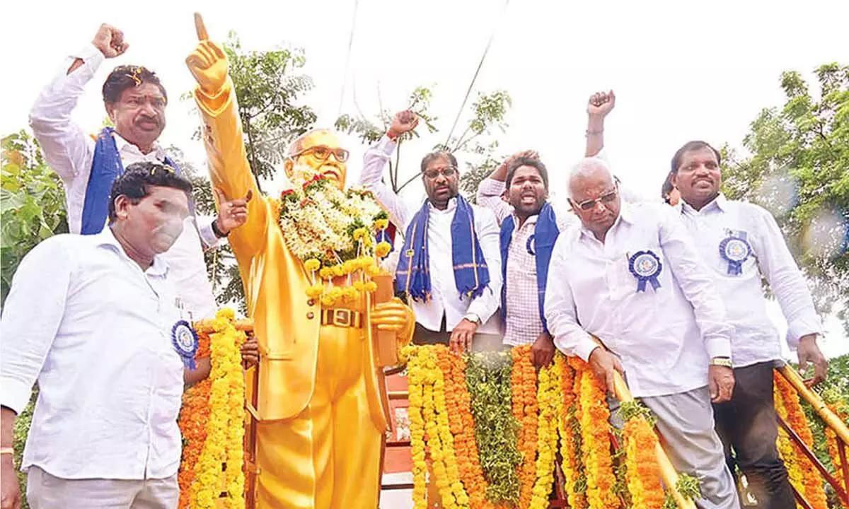 A Beacon of Justice: Ambedkar’s Statue Inaugurated in Muchonipalli, Gattu Mandal—A Landmark Celebration of Equality and Inspiration