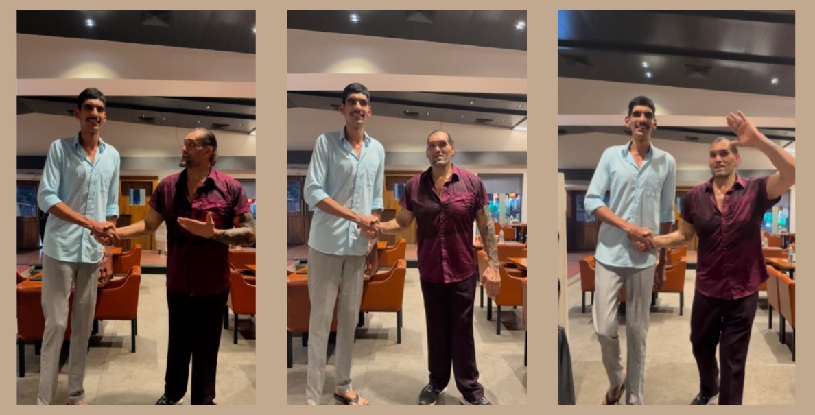 A Giant Moment Captured: Great Khali And 8-Foot Teen Create Viral Sensation