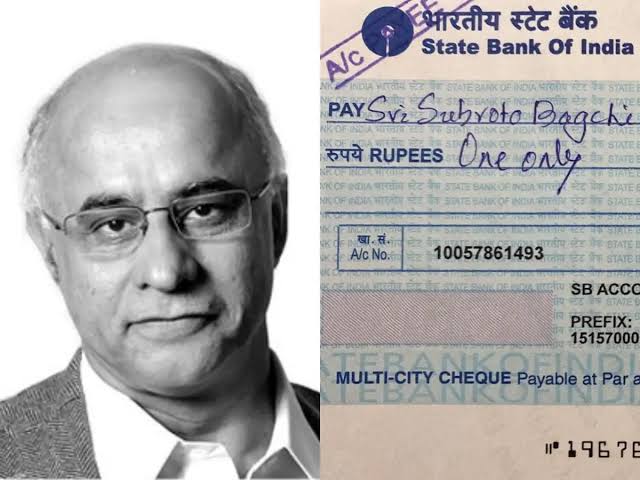Subroto Bagchi’s Re 1 SBI Cheque: A Symbol of True Wealth