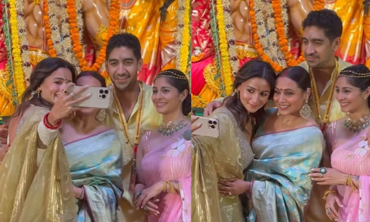 Alia Bhatt’s Ethereal Durga Puja Look and Star-Studded Selfie with Rani and Ayan Mukerji Capture Hearts