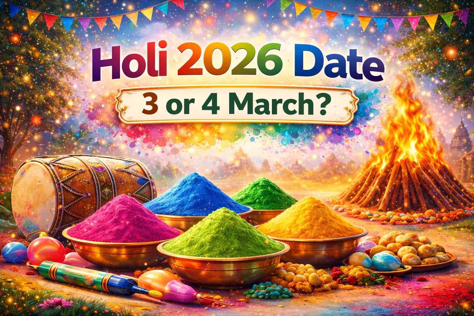 Happy Holi 2026: Holika Dahan on March 2, Rangwali Holi on March 4 Amid Lunar Eclipse Confusion