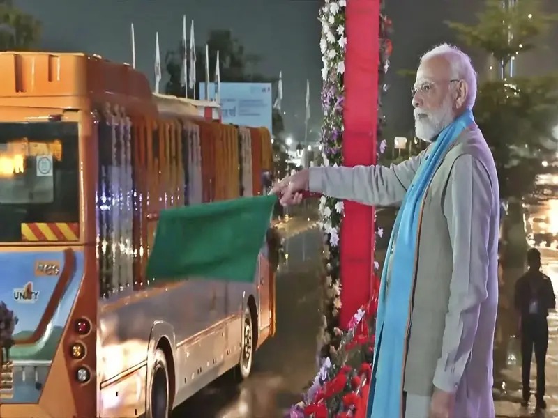 PM Modi Flags Off 25 Electric Buses For Chandigarh