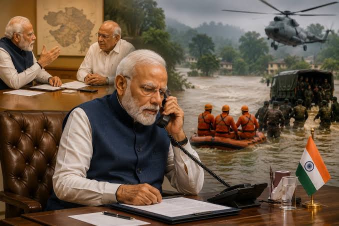 PM Modi Reviews Gujarat Flood Situation as NDRF Mobilization Increases
