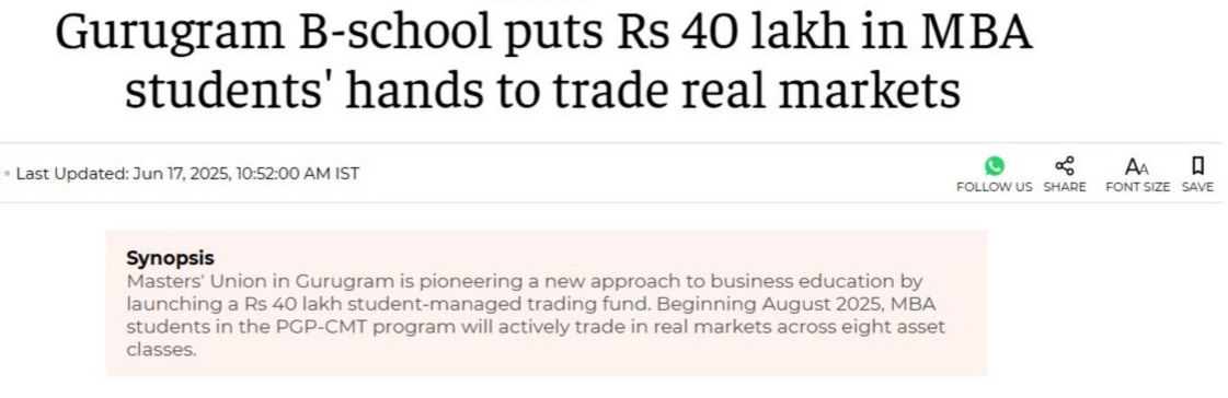 Cash Course: Gurugram B-School Lets MBA Students Trade with ₹40 Lakh Real Money
