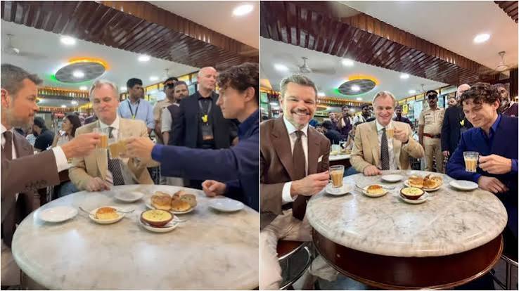 Nolan, Damon, and Holland Sip Chai Before ‘The Odyssey’ Premiere