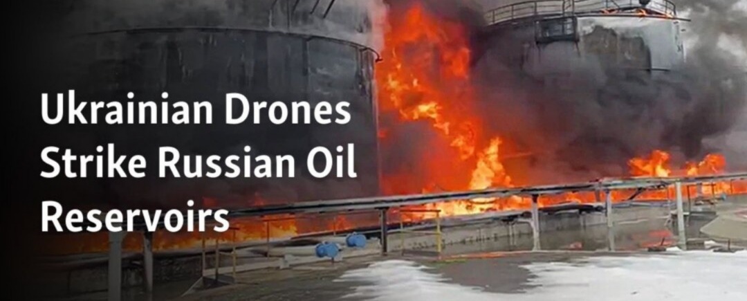 Russian Oil Depot Ablaze After Kyiv Drone Strike