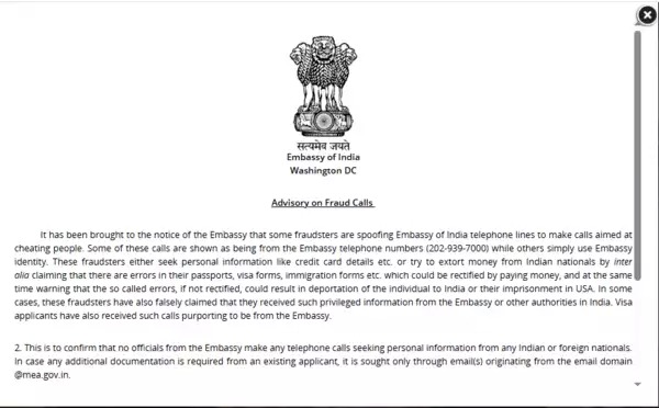 Indian Embassy in US Advises Against Impersonation Calls That Are Fraudulent