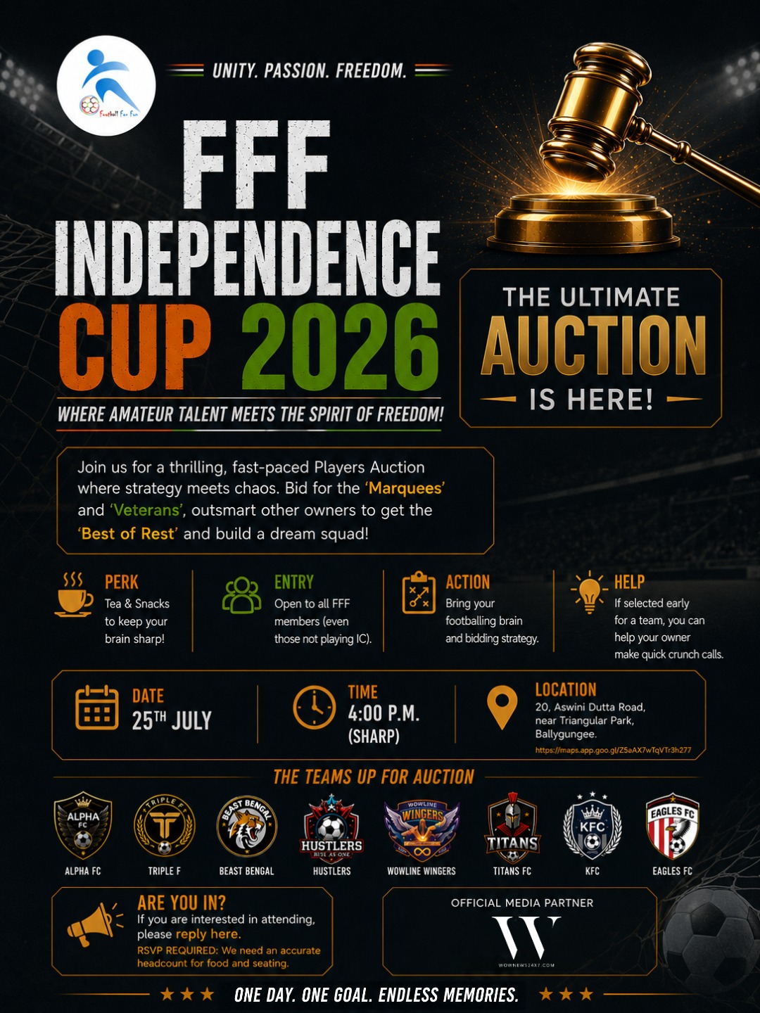 Kolkata Host Football For Fun (FFF) Player Auction for Independence Cup 2026
