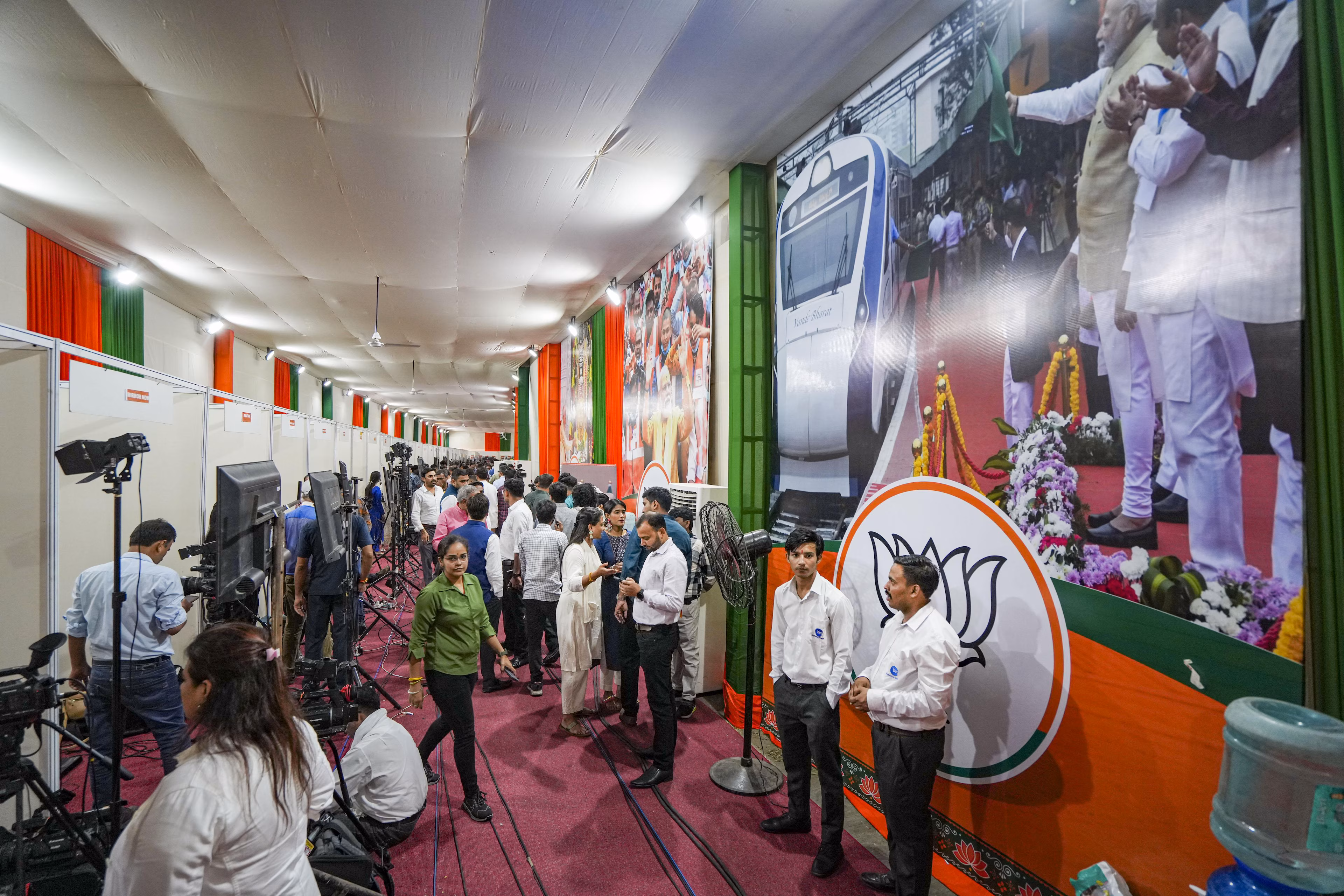 BJP Surges Ahead in Delhi Elections, Celebrations Erupt at Party Office