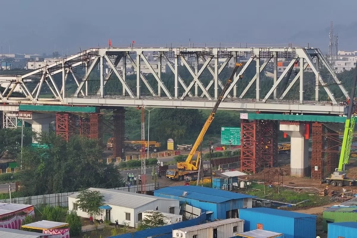 Milestone Achievement: 100-Meter Steel Bridge Launched Over Railway Tracks for India's First Bullet Train Project