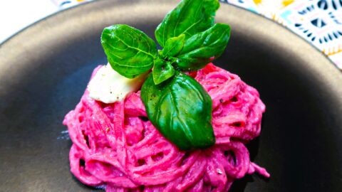One Pasta Bite and You'll Be Hooked: Pretty Pink Beetroot Walnut Spaghetti