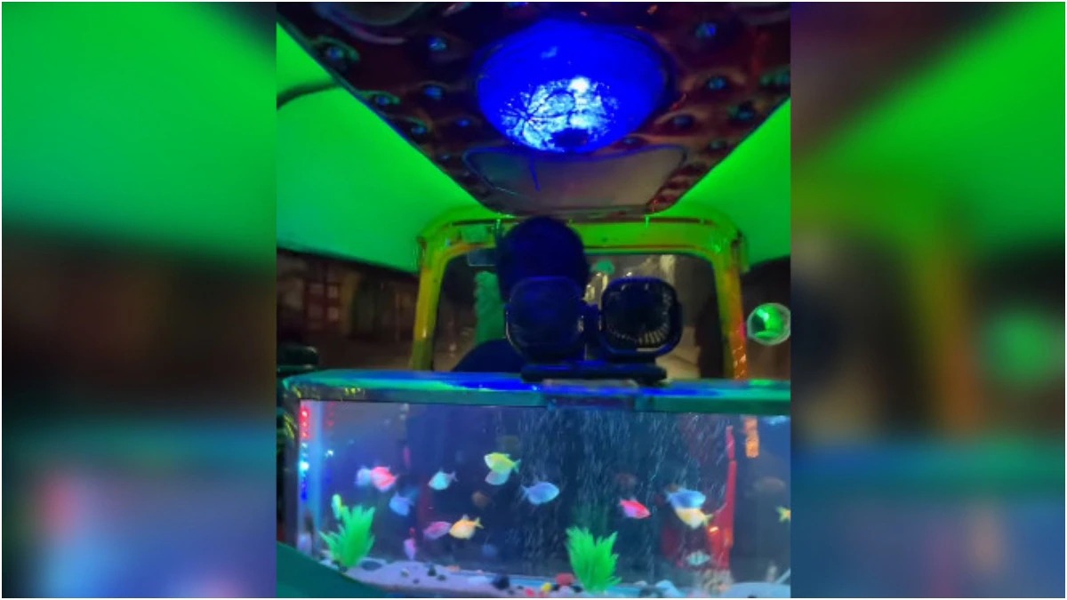 Ride in Style: Pune Auto Driver Turns His Vehicle into a Mini Party with Aquarium and Lights