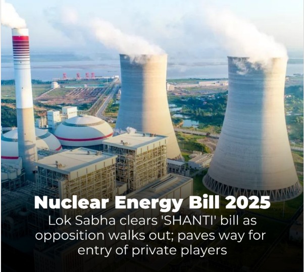Nuclear Horizons: Parliament Clears SHANTI Bill, Opening Sector to Private Players
