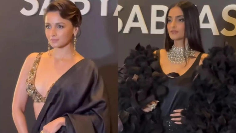 Bollywood Glamour Shines Bright: Alia Bhatt and Sonam Kapoor Dazzle in Bejeweled Ensembles at Sabyasachi's 25th Anniversary Gala!