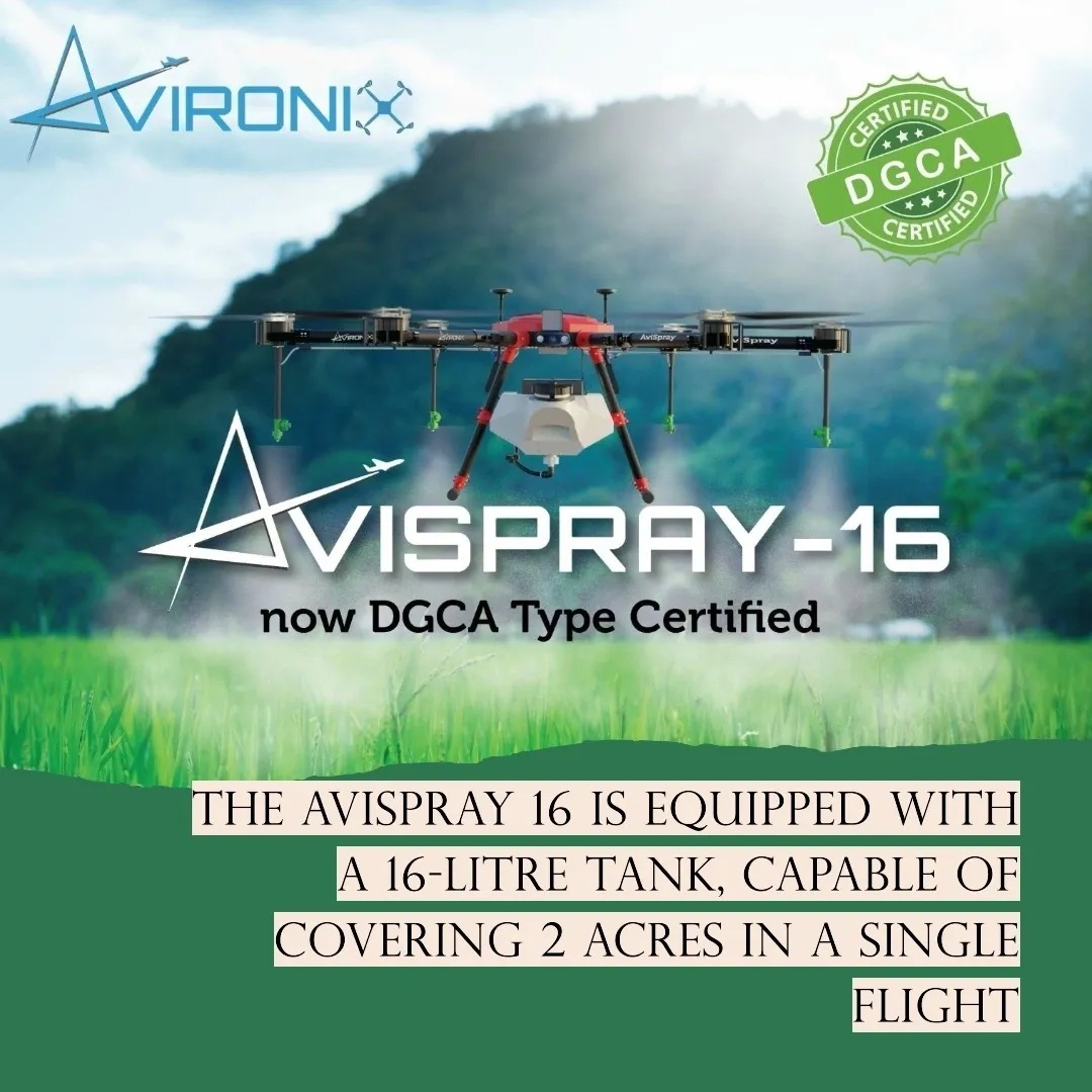Indian Drones Soar: Avironix's AviSpray16 Gets Global Market Clearance
