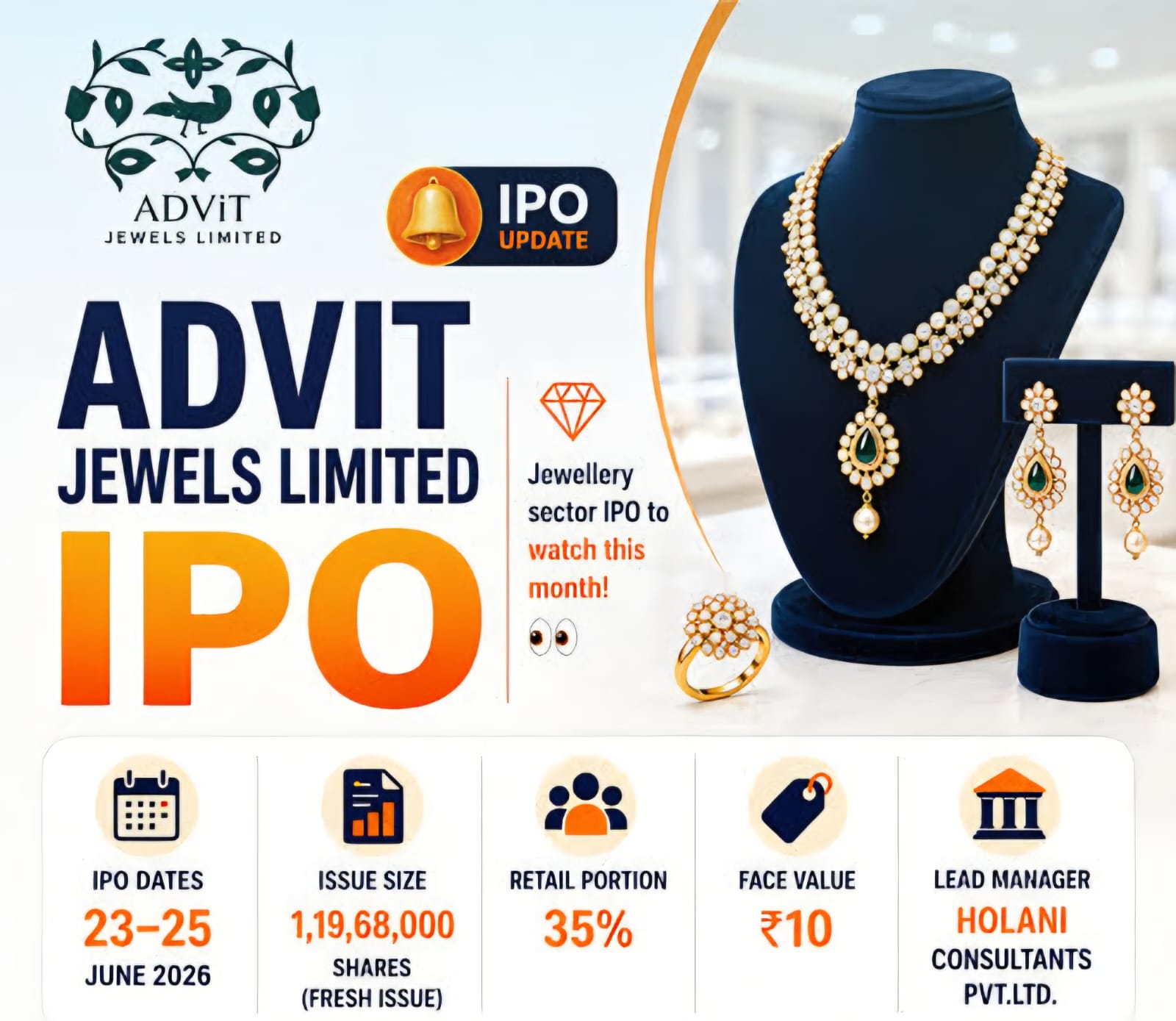Advit Jewels IPO Sets Price Band Ahead of June 23 Launch