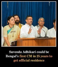 Suvendu Set To Unlock Bengal’s First Official CM Bungalow In 25 Years