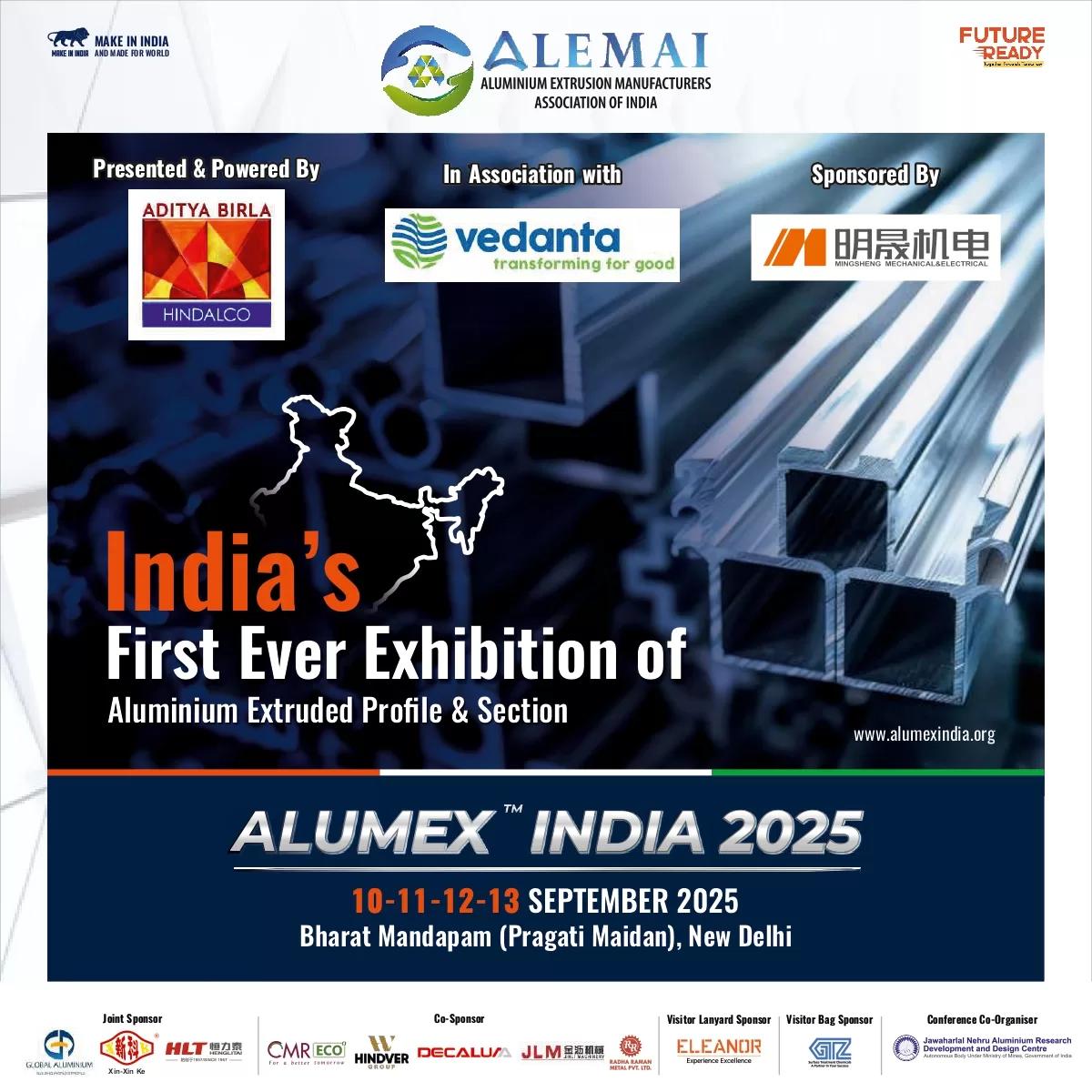 Alloy Eyes on Delhi: India’s First Aluminium Extrusion Expo ALUMEX 2025 Debuts This Sept