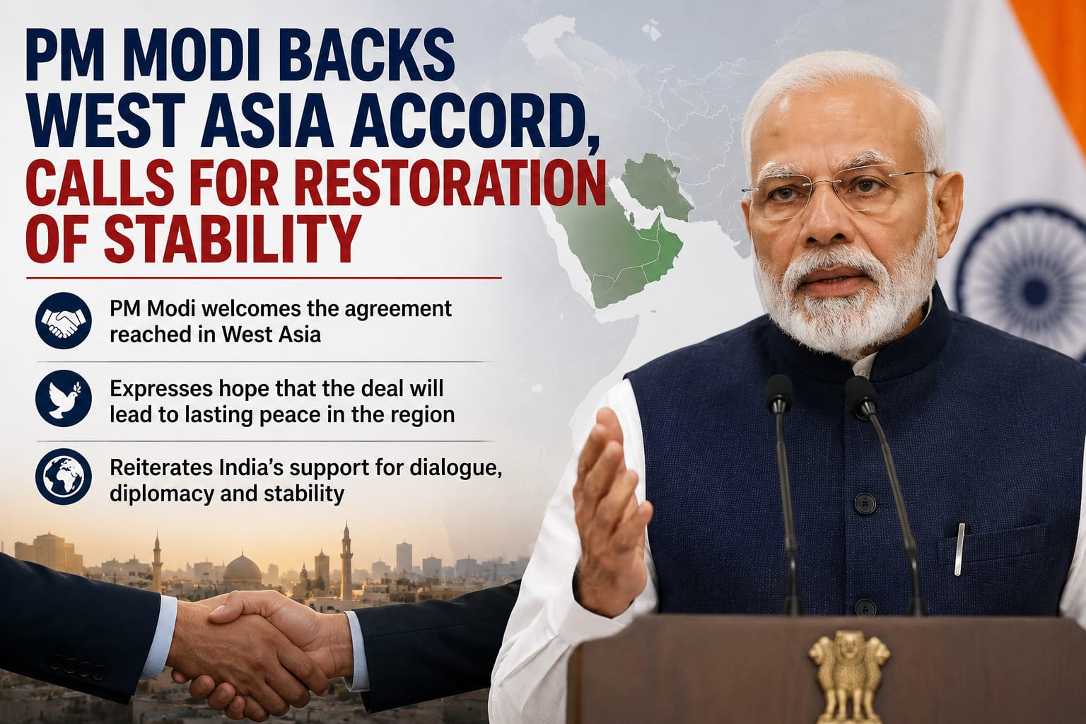 PM Modi Welcomes West Asia Agreement, Hopes for Lasting Peace