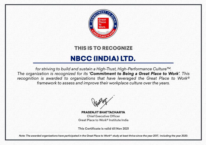 NBCC Certified as a 'Great Place to Work' for the Fifth Consecutive Year