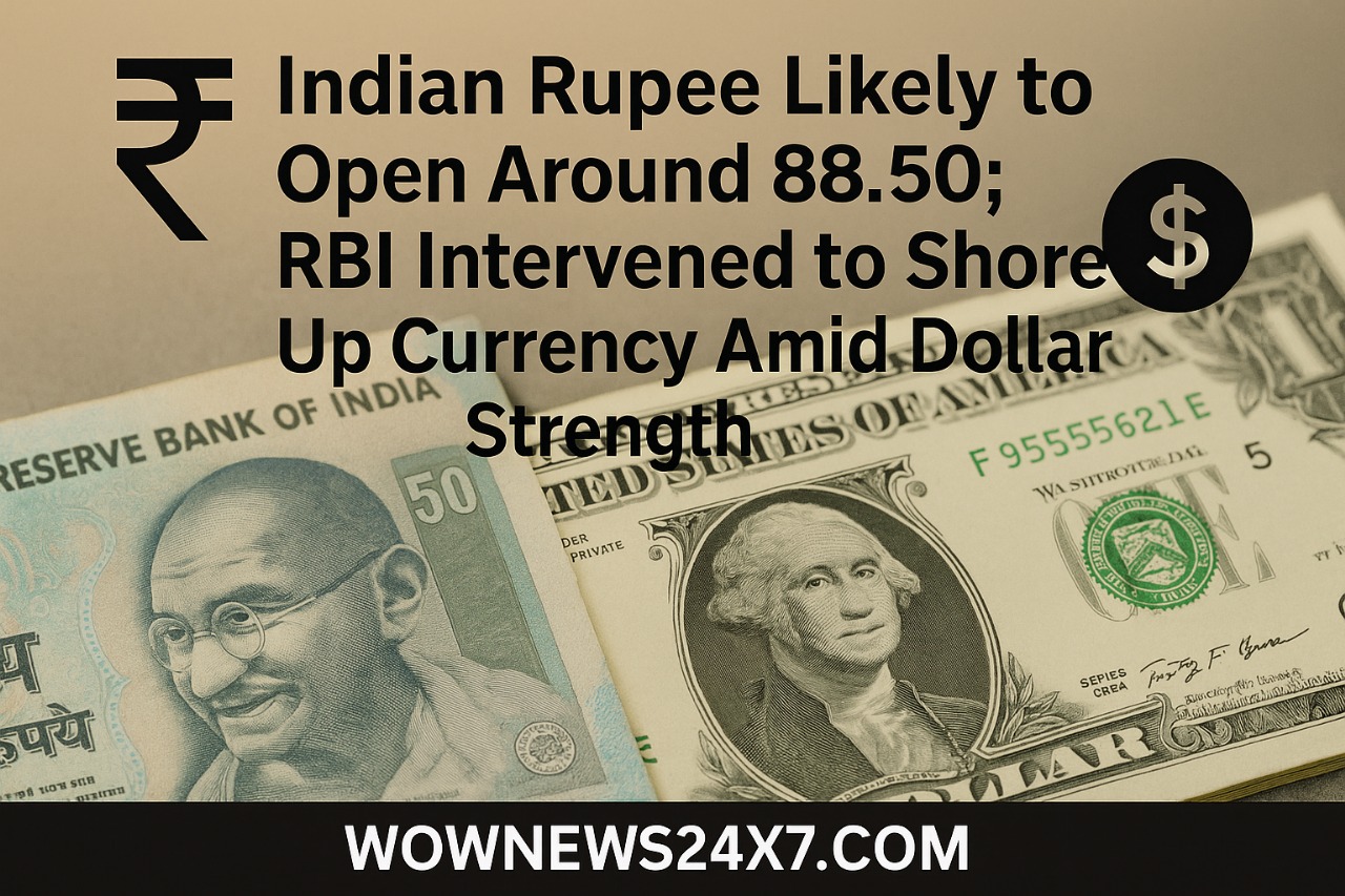 Indian Rupee Likely to Open Around 88.50; RBI Intervened to Shore Up Currency Amid Dollar Strength