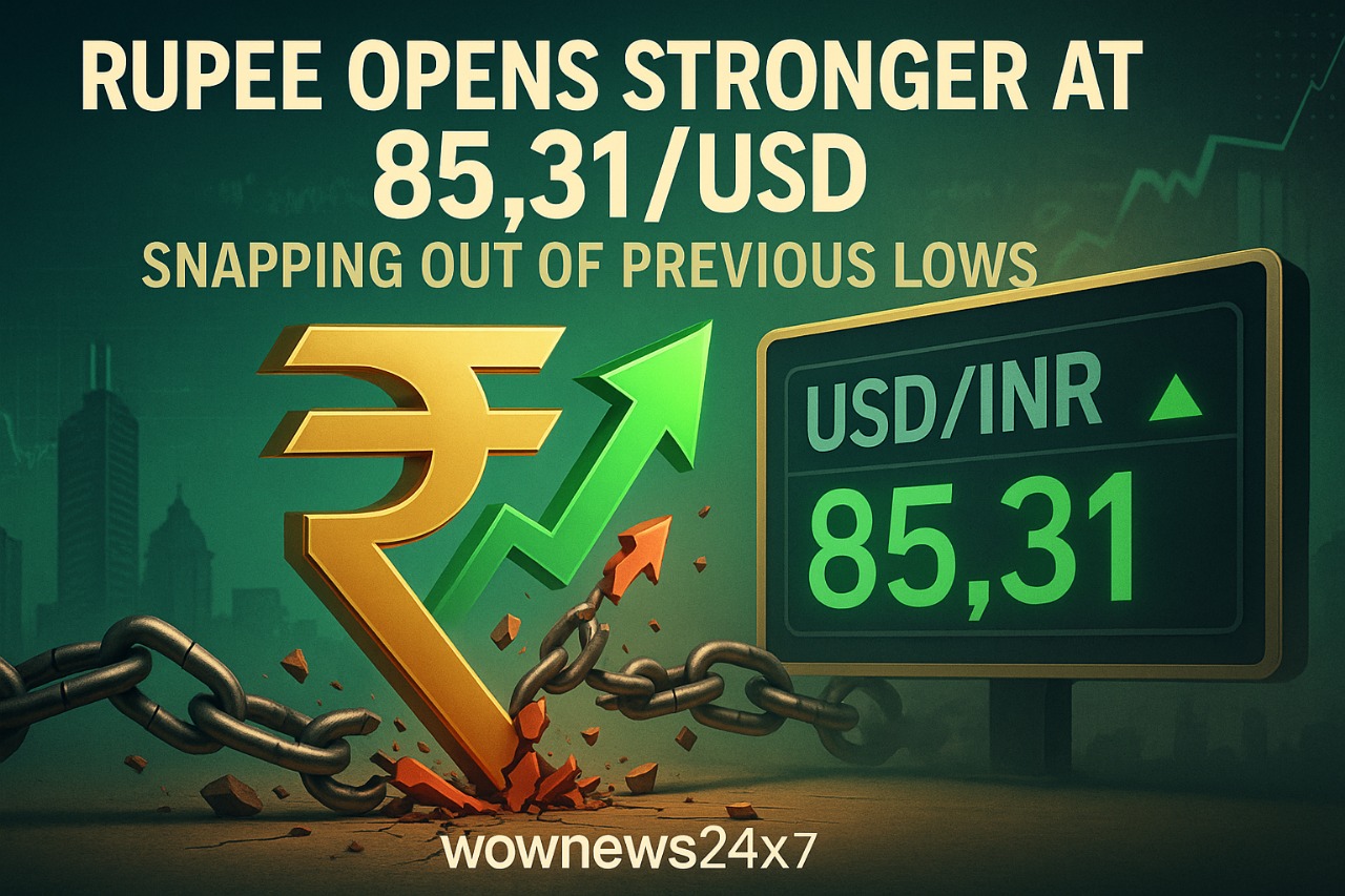 Rupee Opens Stronger at 85.31/USD, Snapping Out of Previous Lows