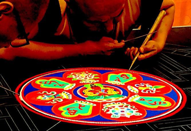 Grains of Grace: Tibetan Monks Weave Tranquility Through Timeless Art