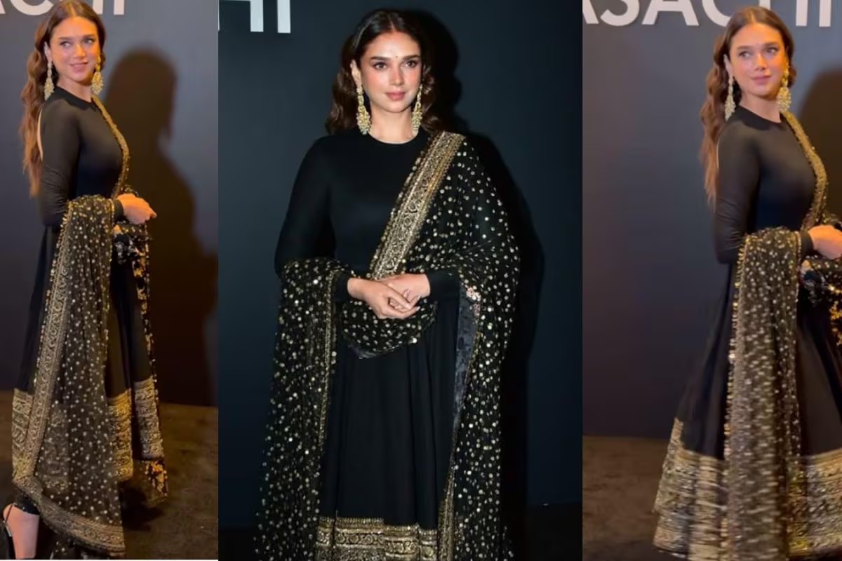 Celebrating 25 Years of Sabyasachi: Sharvari Dazzles in a Black and Gold Saree at Star-Studded Event