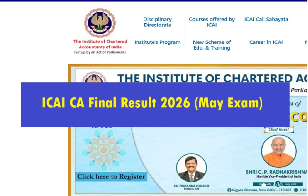 ICAI CA Result May 2026 Expected Today on Official Portal
