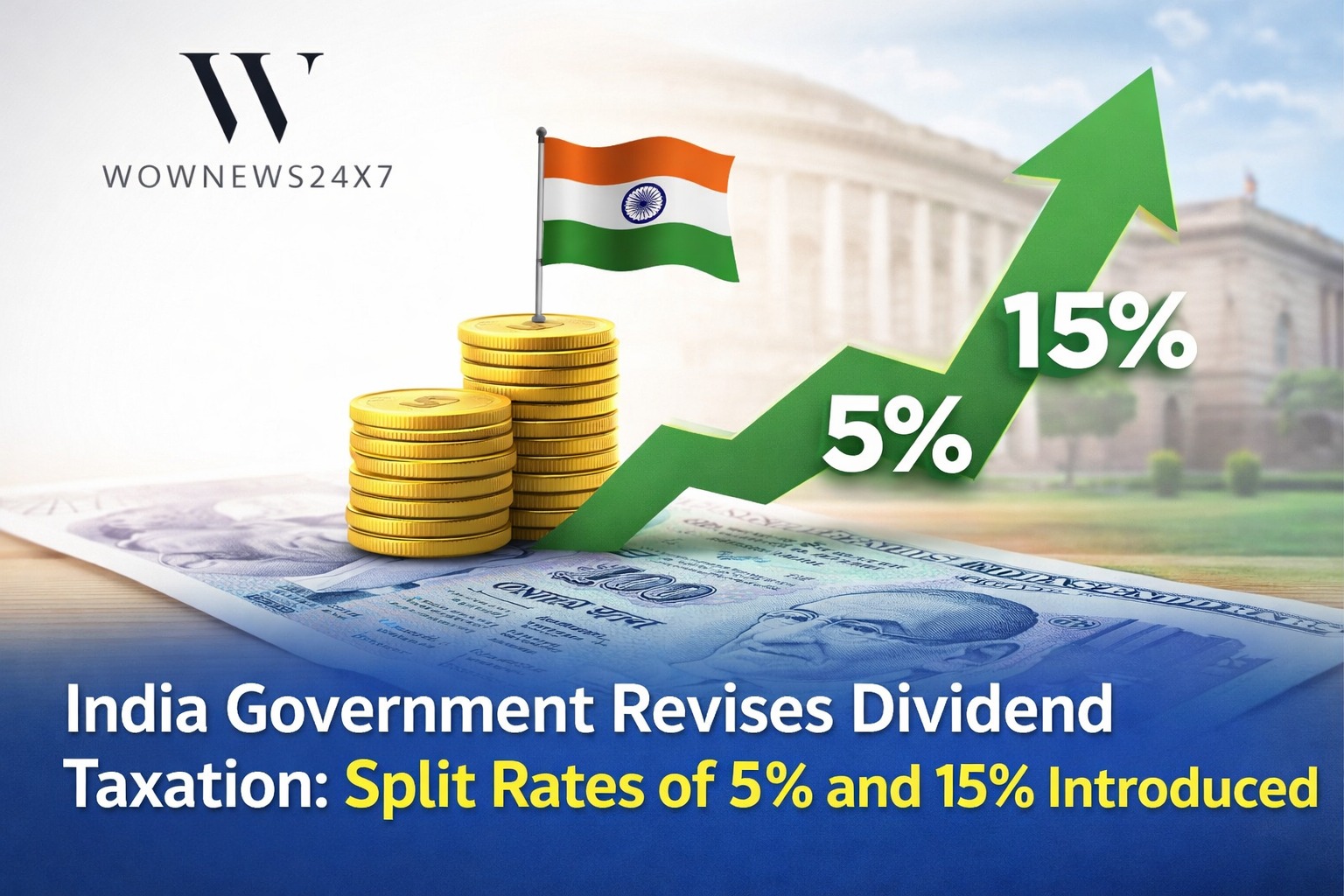 India Government Revises Dividend Taxation: Split Rates of 5% and 15% Introduced